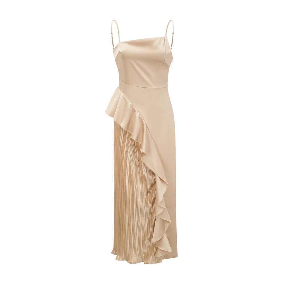 Georgie asymmetric satin maxi dress