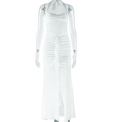Valentina Sheer Halter Panel Gown