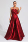 Bow satin red maxi dress