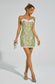 Gina green floral jacquard mini dress