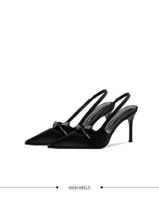 Rosalie Satin Bow Slingback Heels