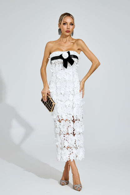 Camille Floral Appliqué Midi Dress