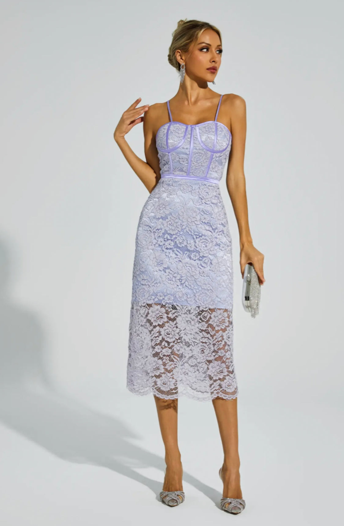 Joelle flower lace midi dress