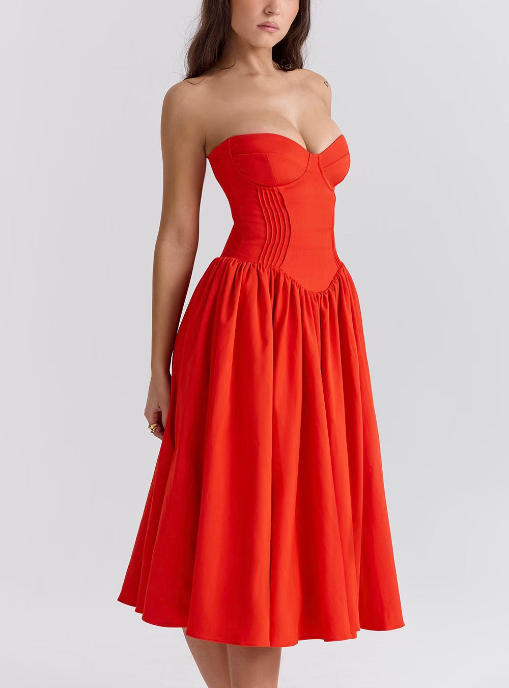 Elizabeth strapless midi dress