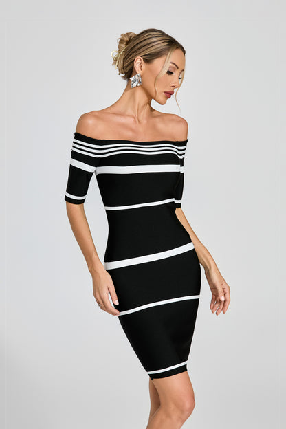 Monochrome Stripe Elegance Dress