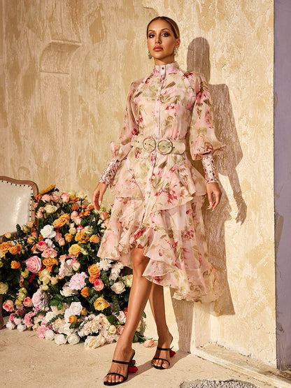 Rosabel Ruffle Shirt Midi Dress