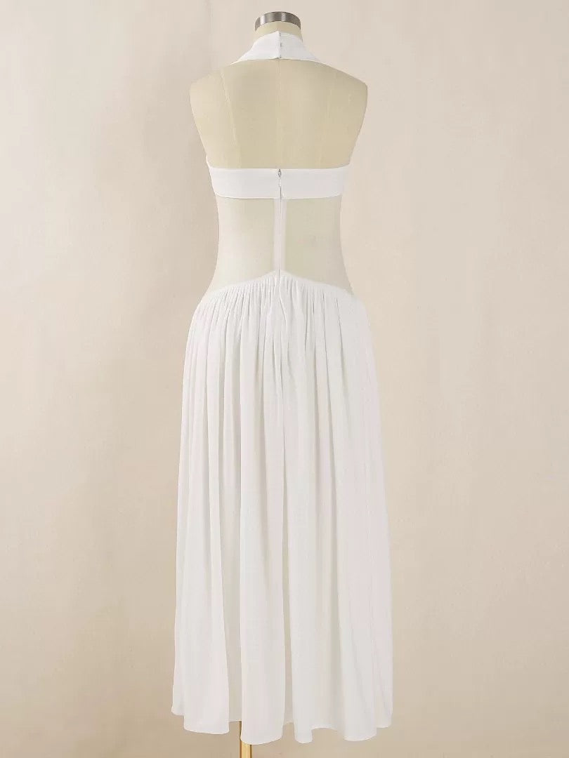 Isla Halter Pleated Midi Dress