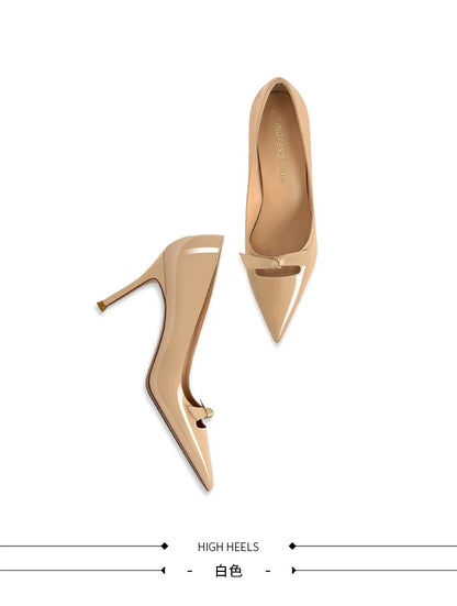 Nude Beige Patent Bow Pumps