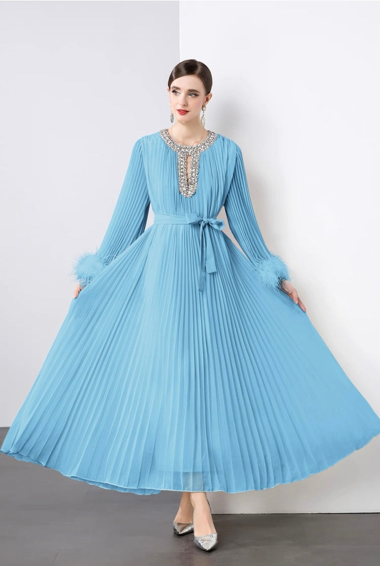 Regal Pleats crystal Gown