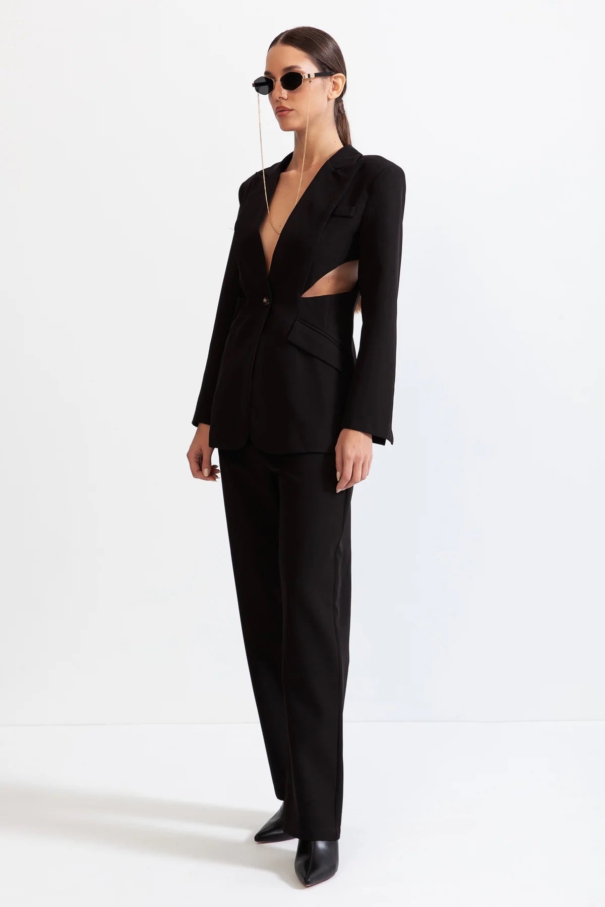 Black cutout blazer/suit set (8306825953518)