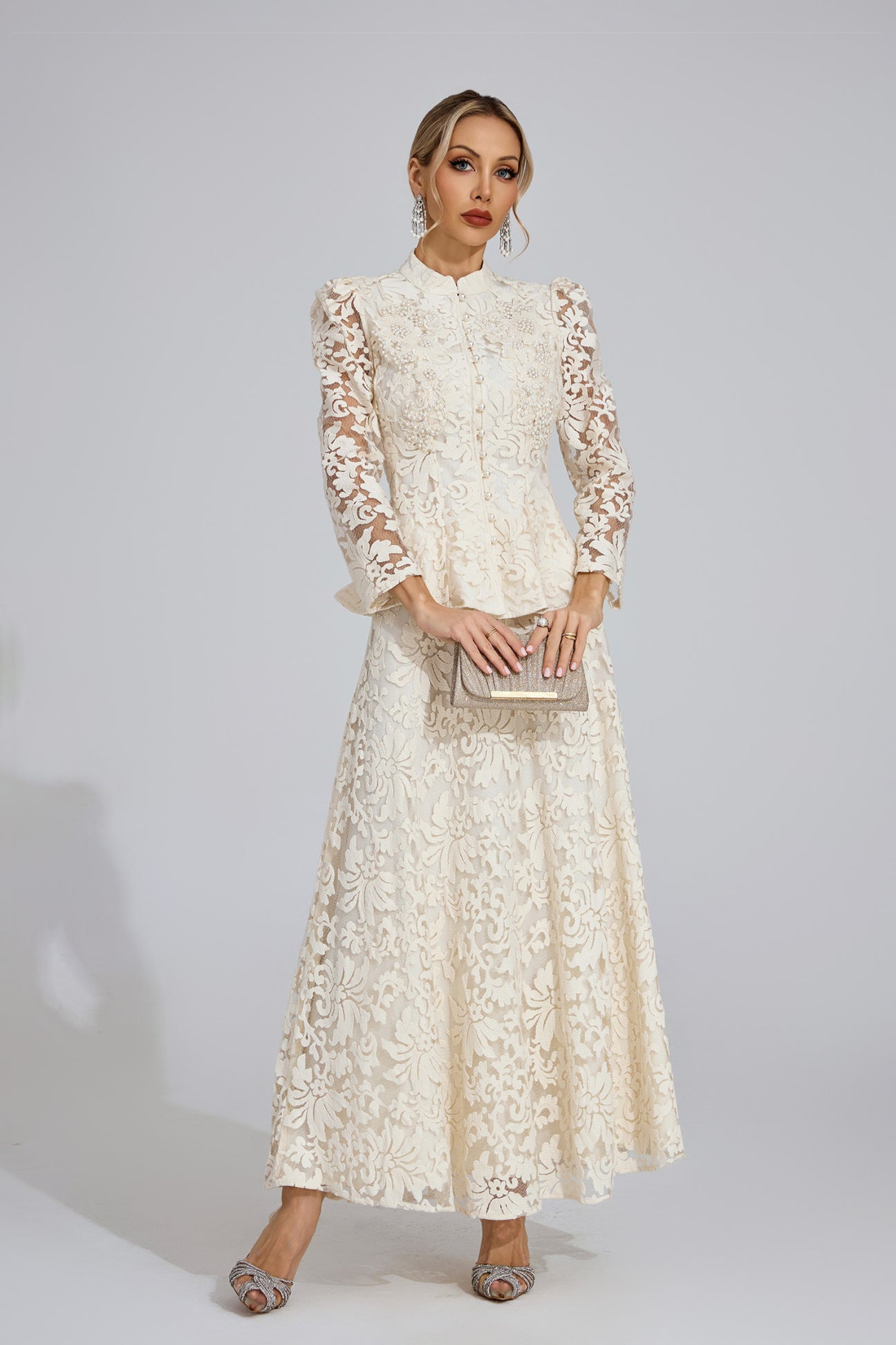 Eloise Lace Peplum Two-Piece Set