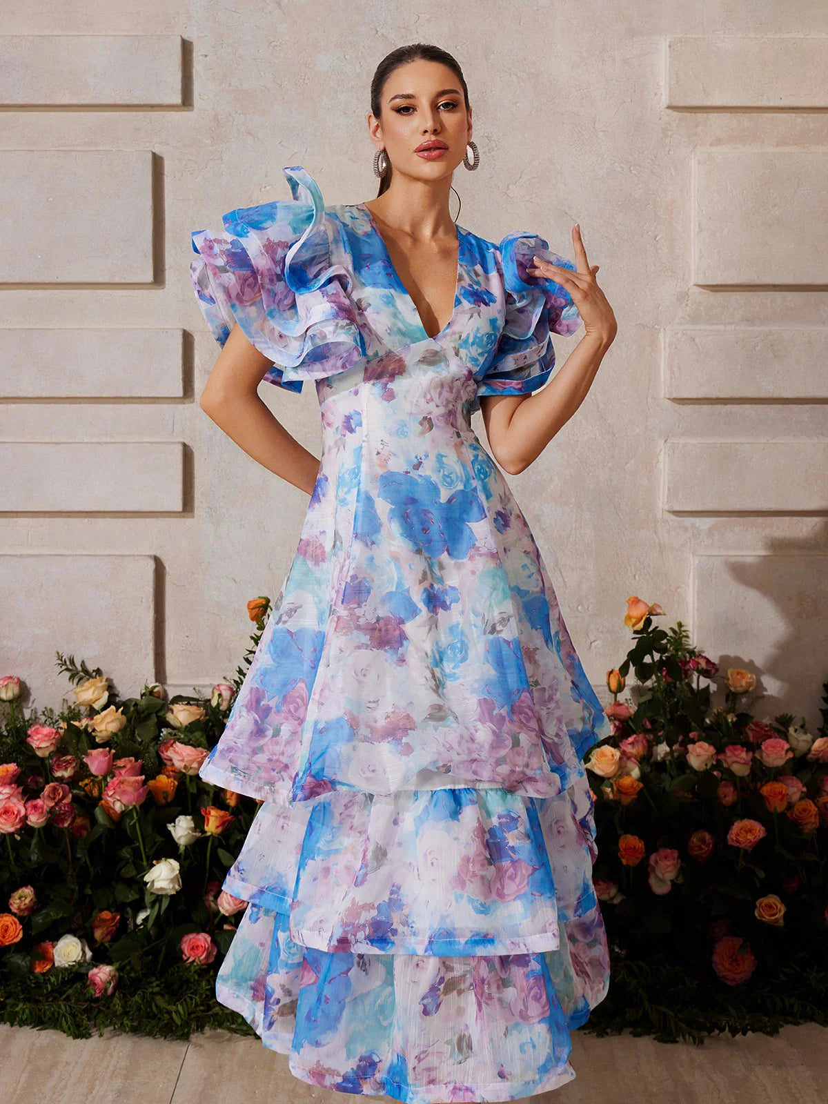 Aurora Ruffle Floral Maxi Dress