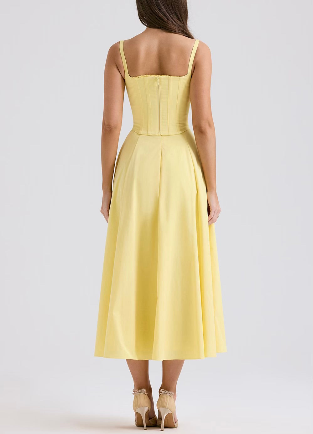 Clarabelle yellow midi dress