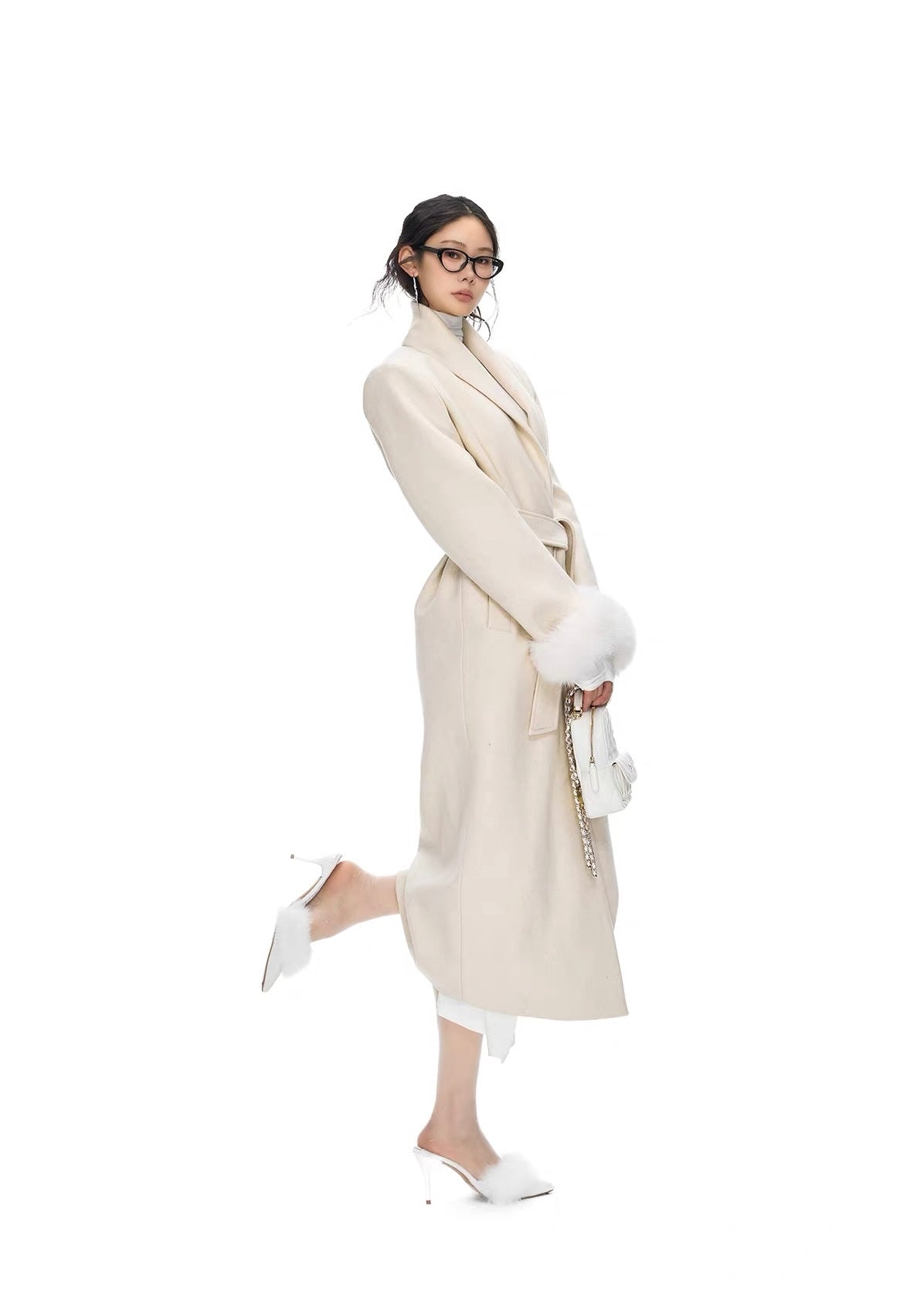 Seraphine Fur Cuff Belted Coat