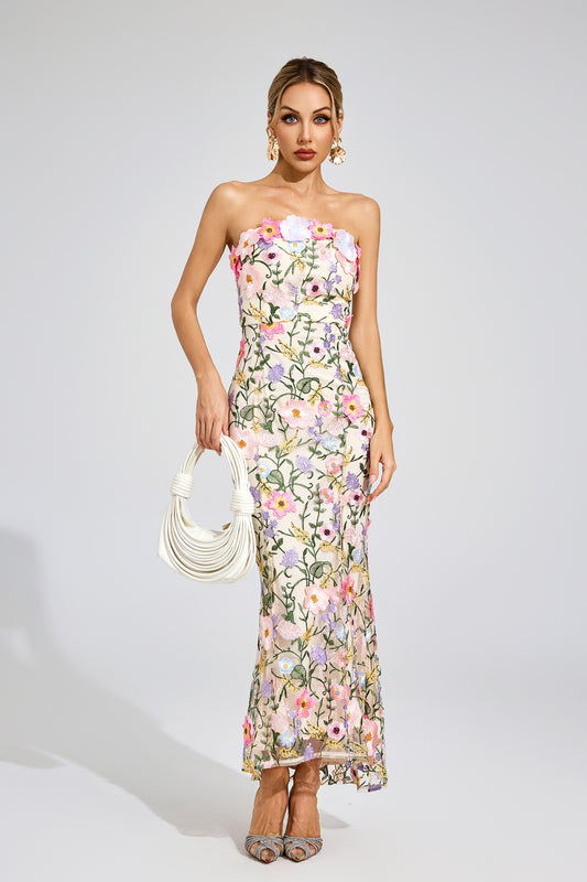 Gardenia Embroidered Strapless Dress