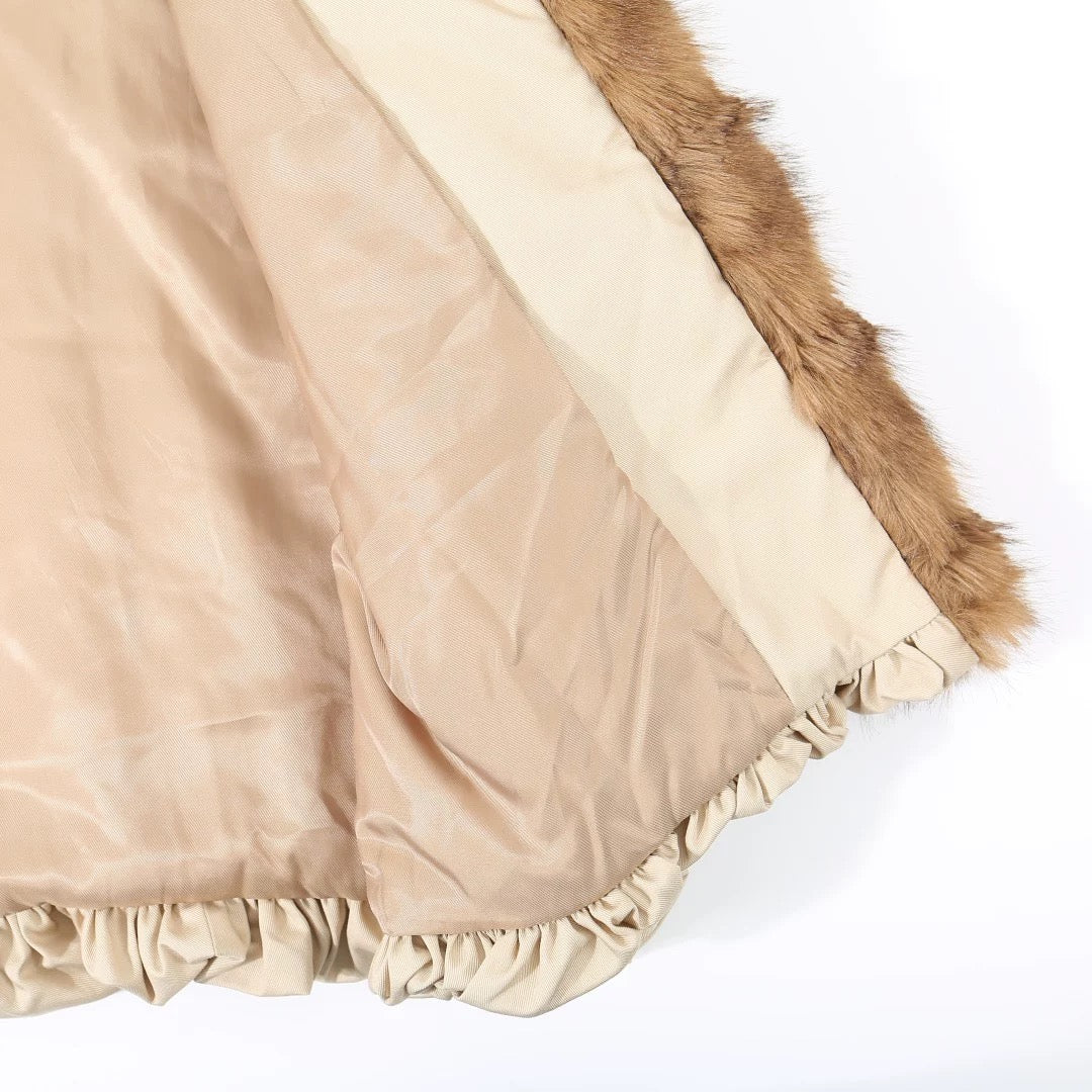 Dominique Faux Fur Balloon Hem Coat