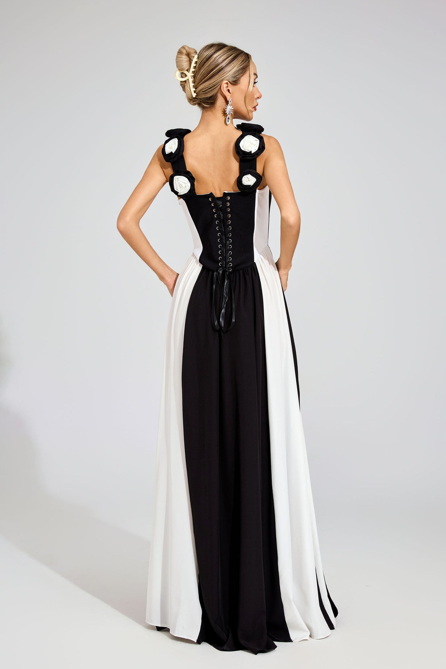 Fleur Noir Striped Maxi Dress
