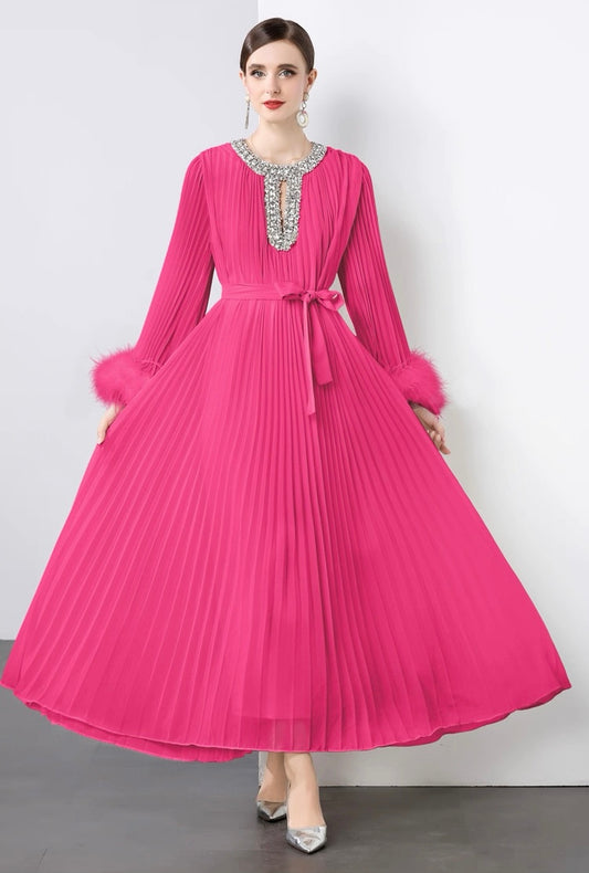 Regal Pleats crystal Gown