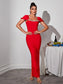 Crystal red bandage maxi dress