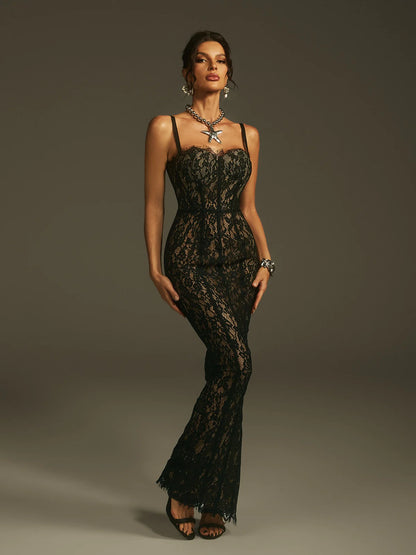 Jardin Noir Lace Gown - Black