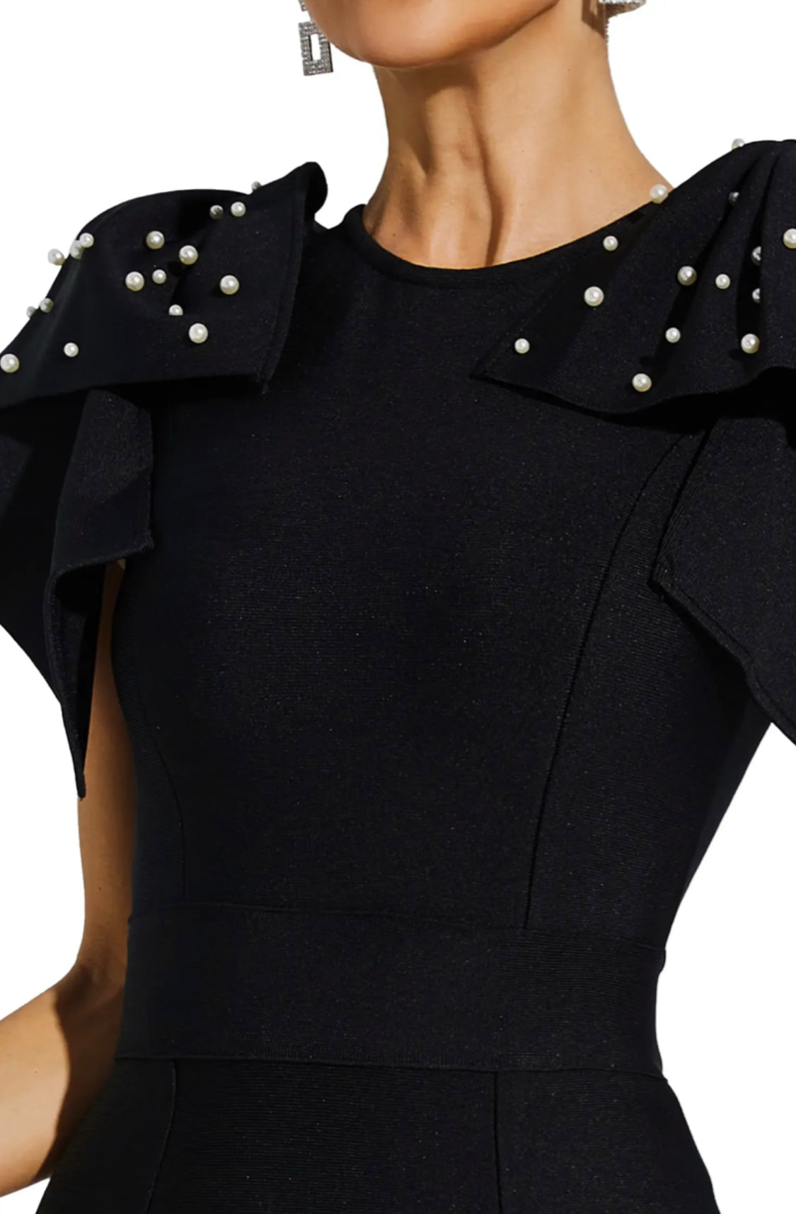 Kassidy beads embellished black midi dress