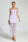 Purple mesh crystal midi dress