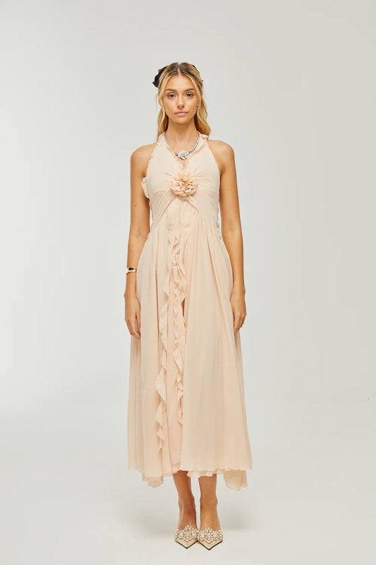 Élodie flower ruffle maxi dress