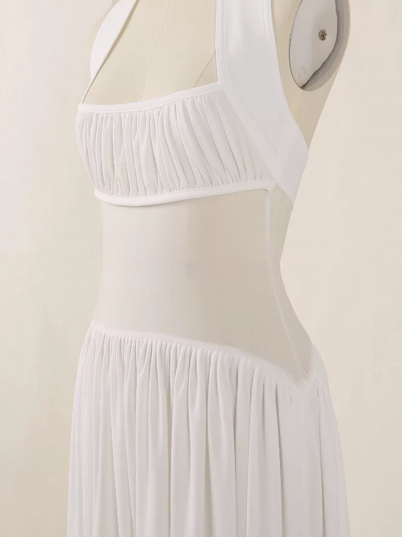 Isla Halter Pleated Midi Dress