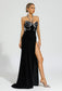 Diamond black halterneck maxi dress