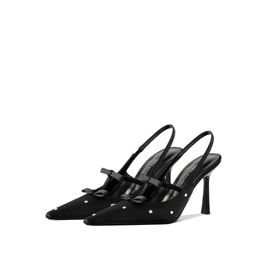 Liana Crystal Dots Satin Slingback Heels