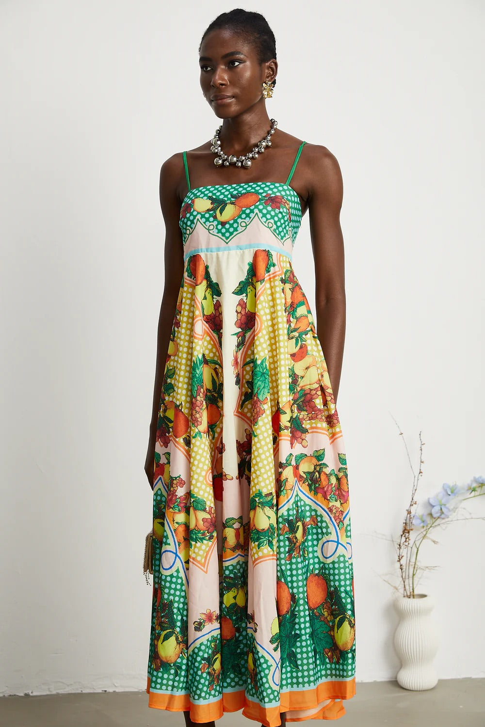 Evianna fruits print midi dress