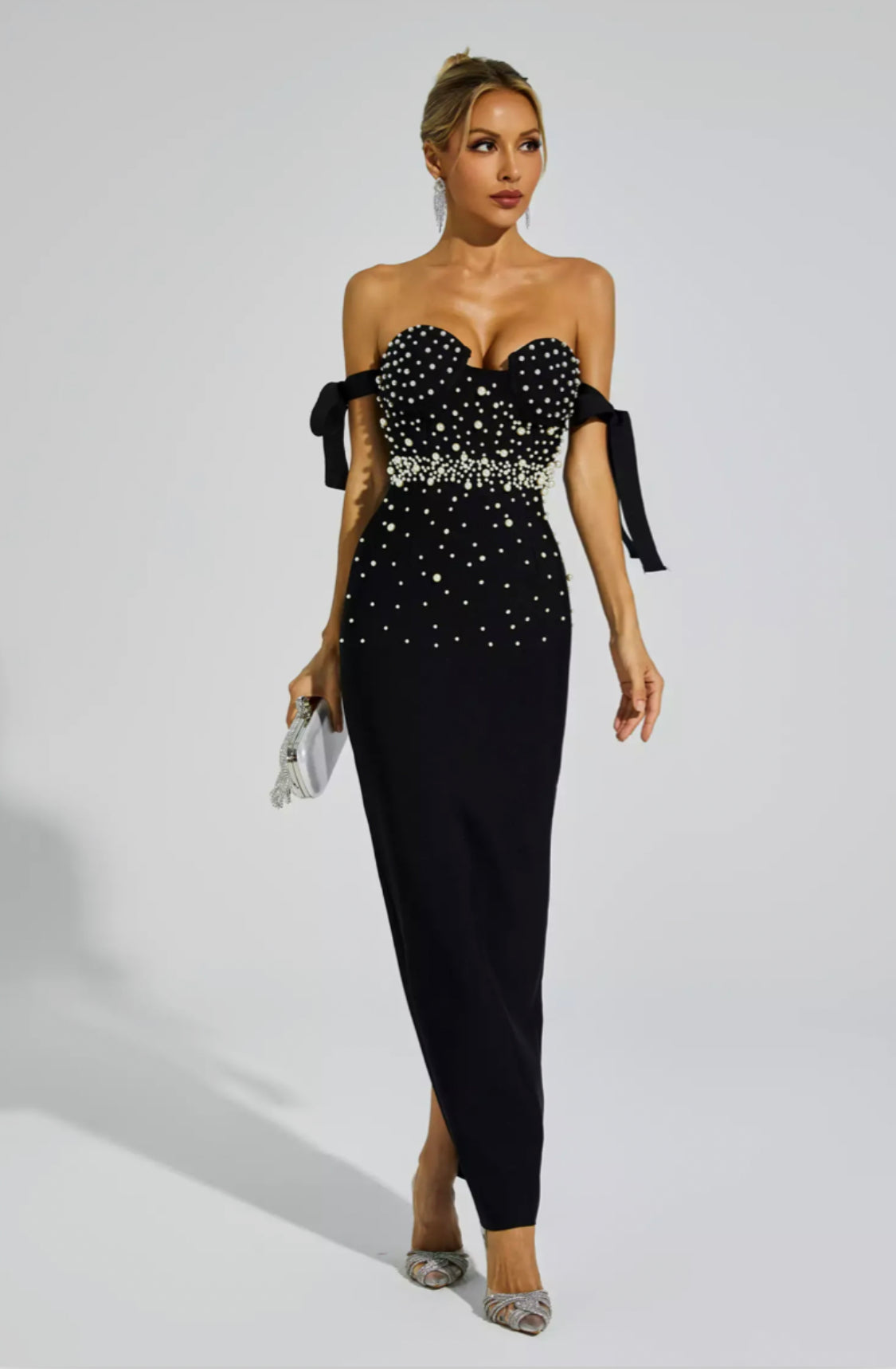 Antony pearls black maxi dress