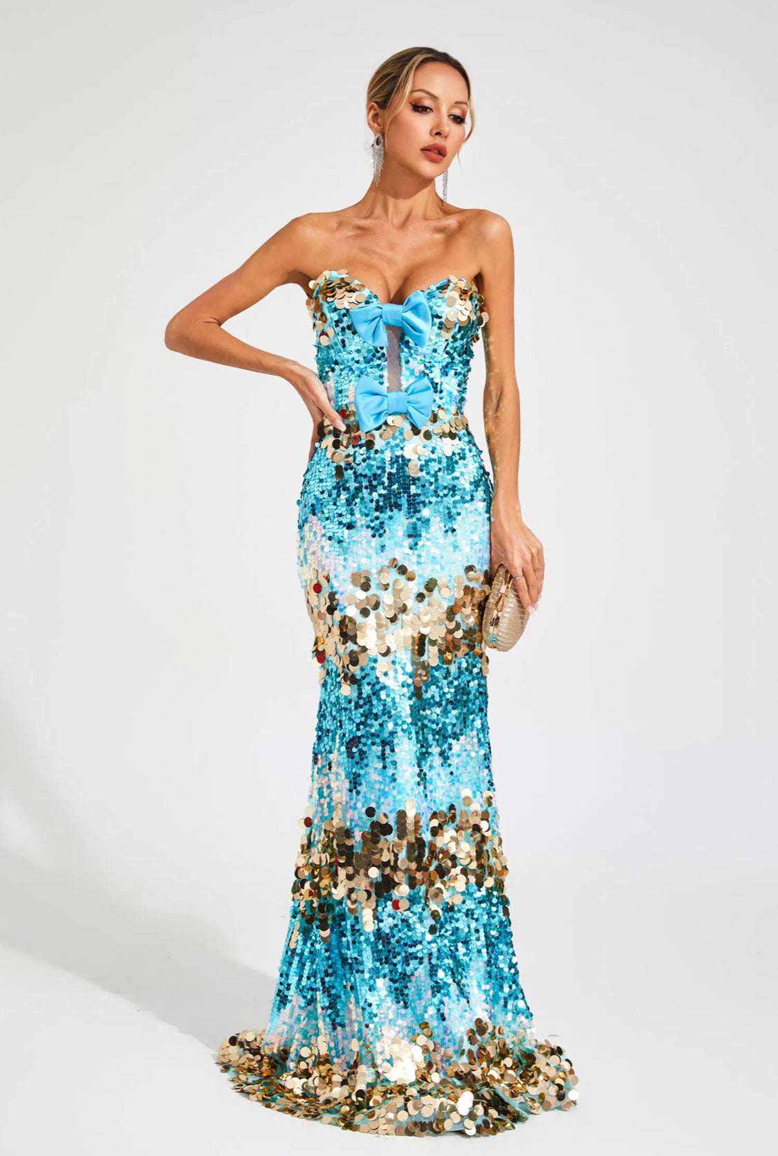 Blue sequin maxi dress