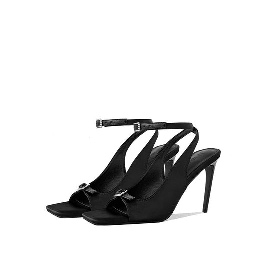 Celeste Satin Ankle Strap Slingback Heels