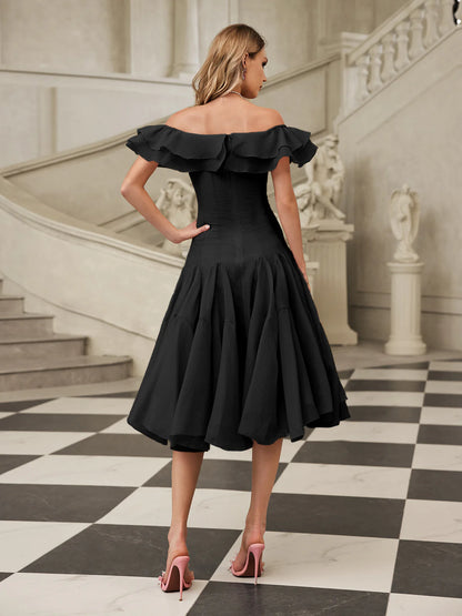 Amélie Off Shoulder Ruffle Midi Dress