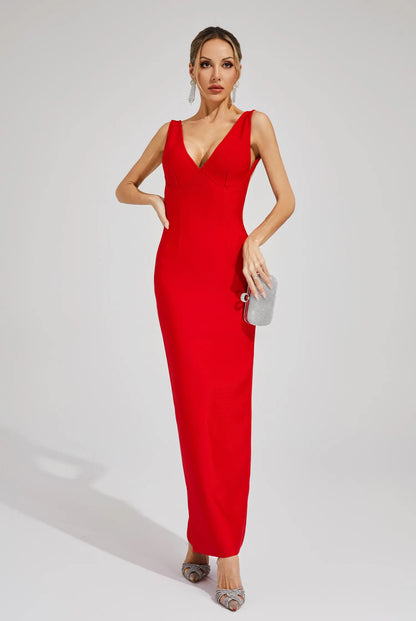 Valentina Red Backless Gown