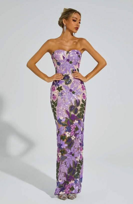 Kevin purple flower maxi dress
