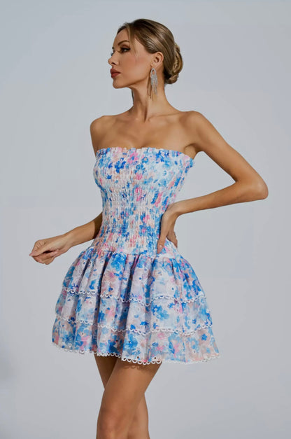 Mercy floral mini dress/ Blue