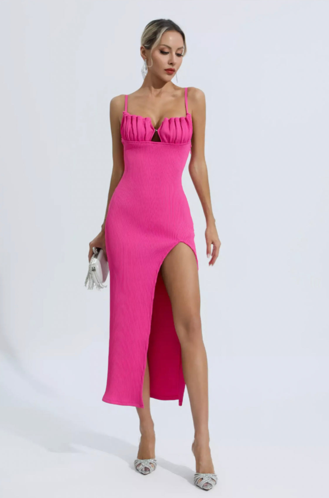 Estelle pink midi dress