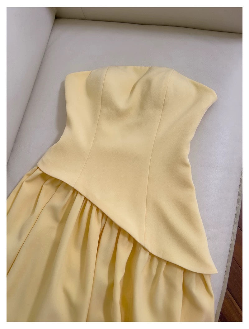 Soleil Scarf Drape Gown - Butter Yellow