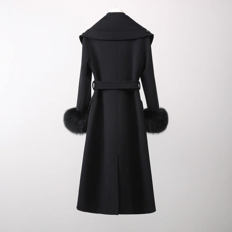 Amélie Embellished Wool-Fox Fur Coat