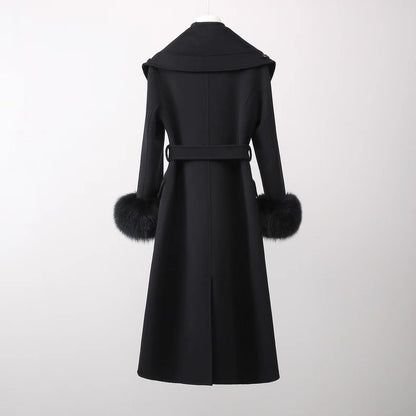 Amélie Embellished Wool-Fox Fur Coat