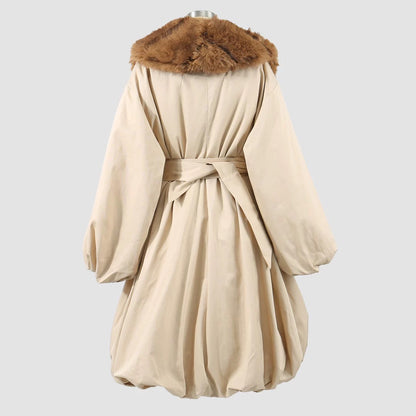 Dominique Faux Fur Balloon Hem Coat