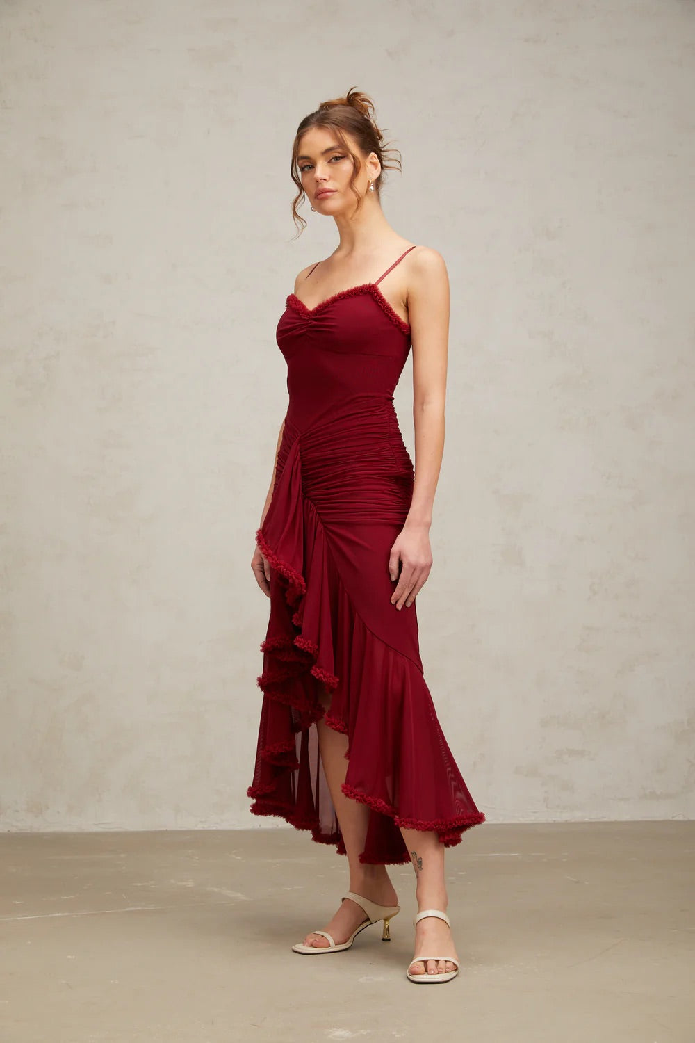 Tulle asymétrique maxi dress