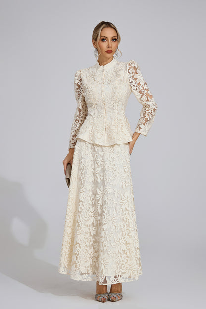 Eloise Lace Peplum Two-Piece Set