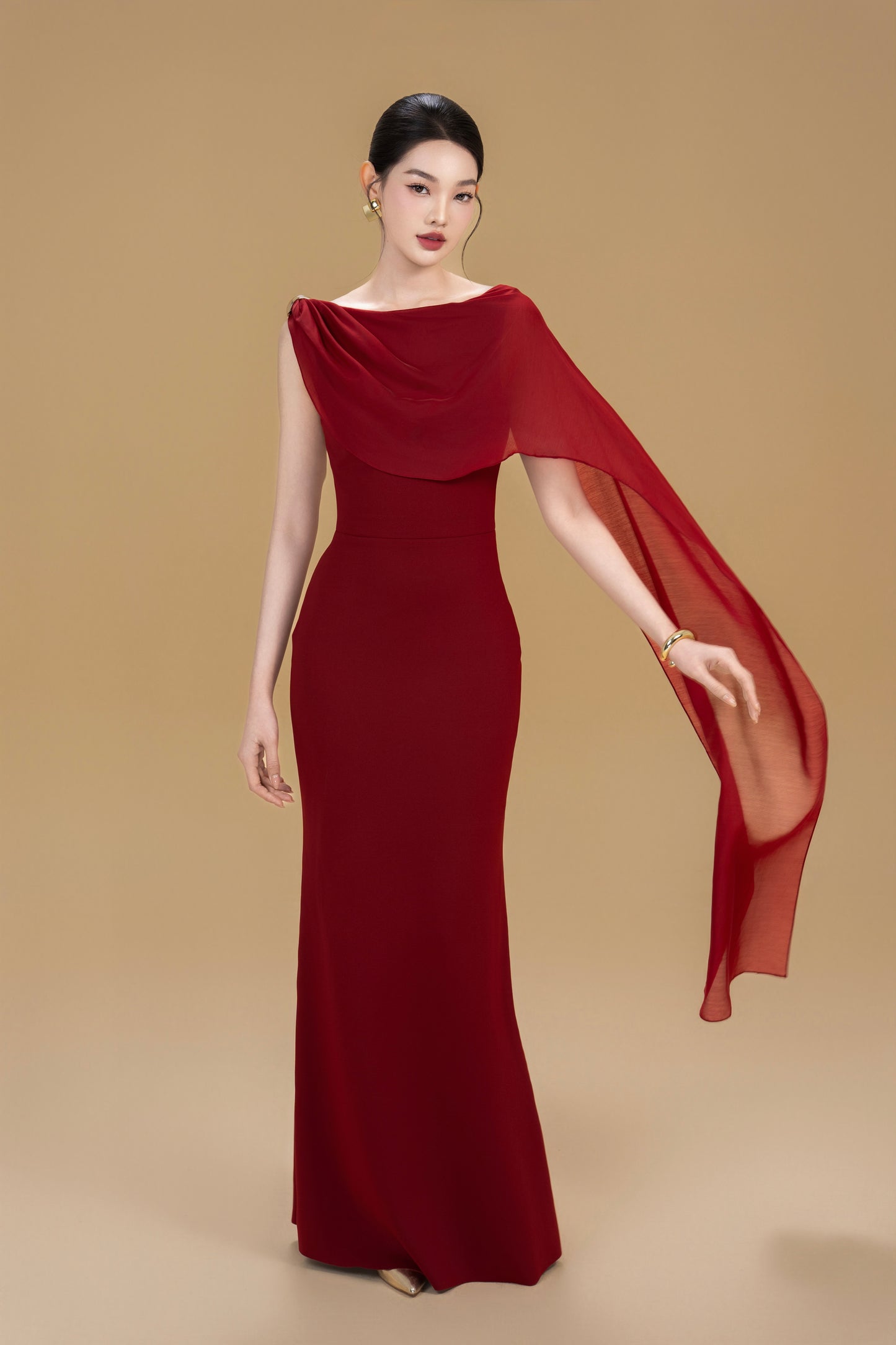 Davina cape maxi dress