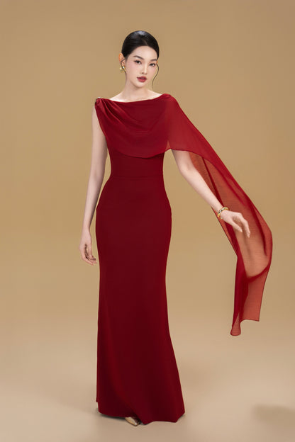 Davina cape maxi dress