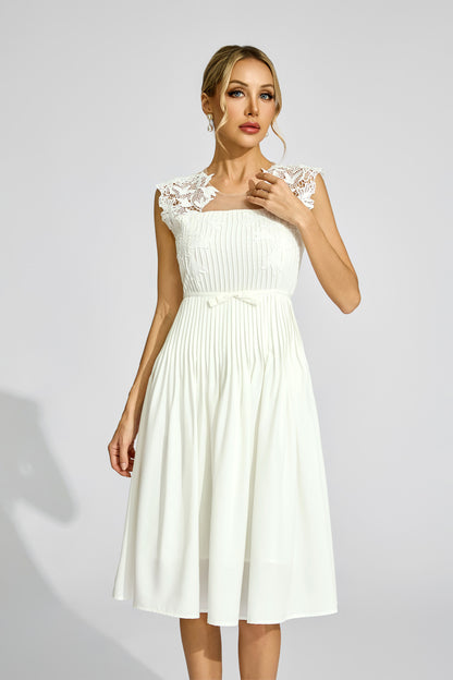 Fleur Neige Embroidered Midi Dress