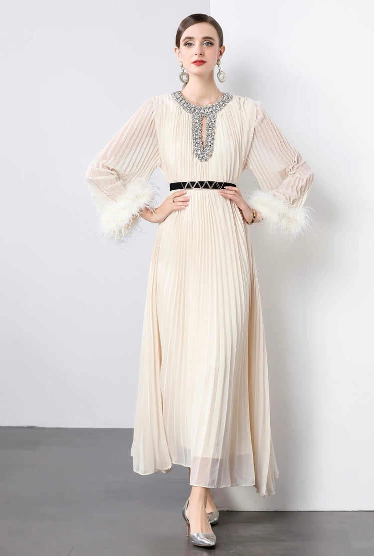 Regal Pleats crystal Gown