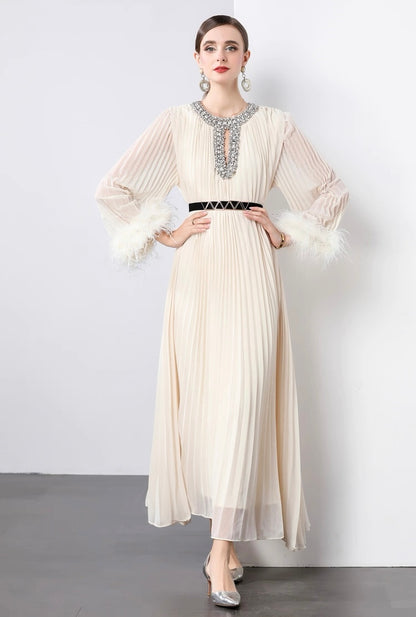 Regal Pleats crystal Gown